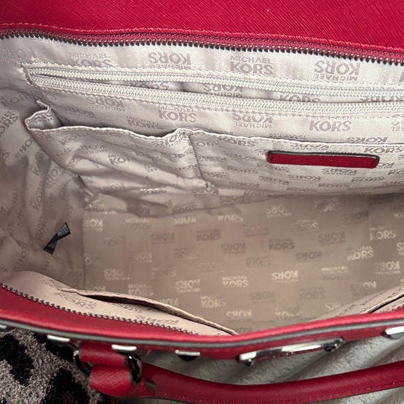 Michael Kors Red Studded Tote and Pouch Set - Picture 8 of 14